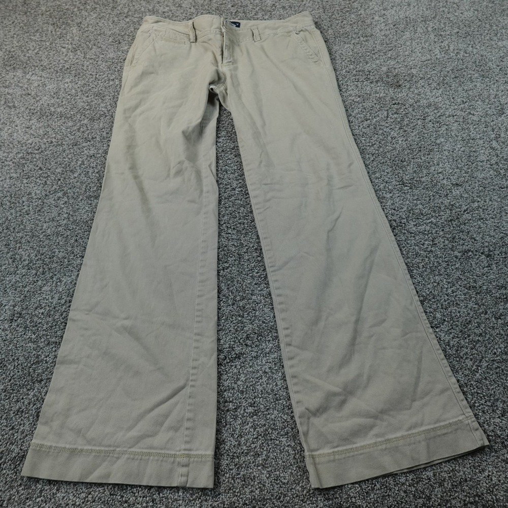 American Eagle Pants Womens 12 Beige Tan Brown Chino Kick Boot Low Rise Stretch